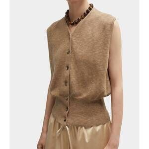 NEW CORDERA flecked cotton waistcoat in copal